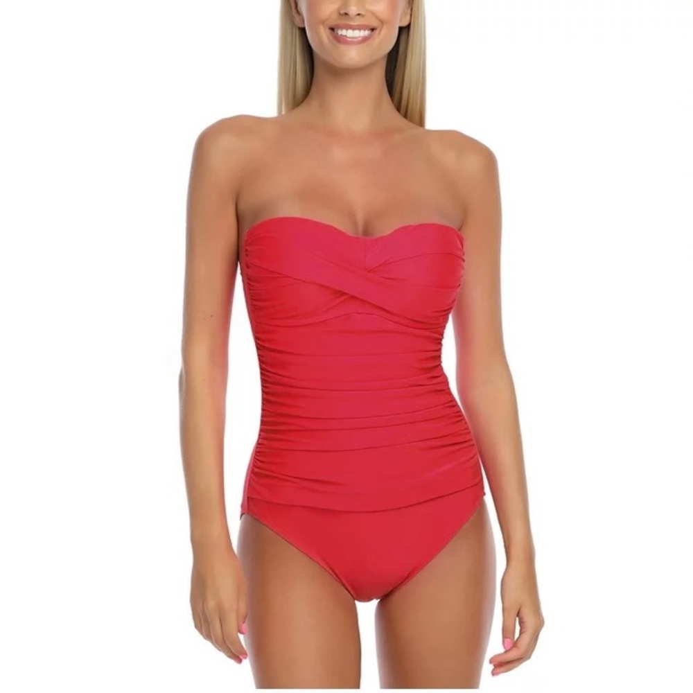 NEW Womens One Piece Swimsuit 1pc Size XL Hot Pink With Tags